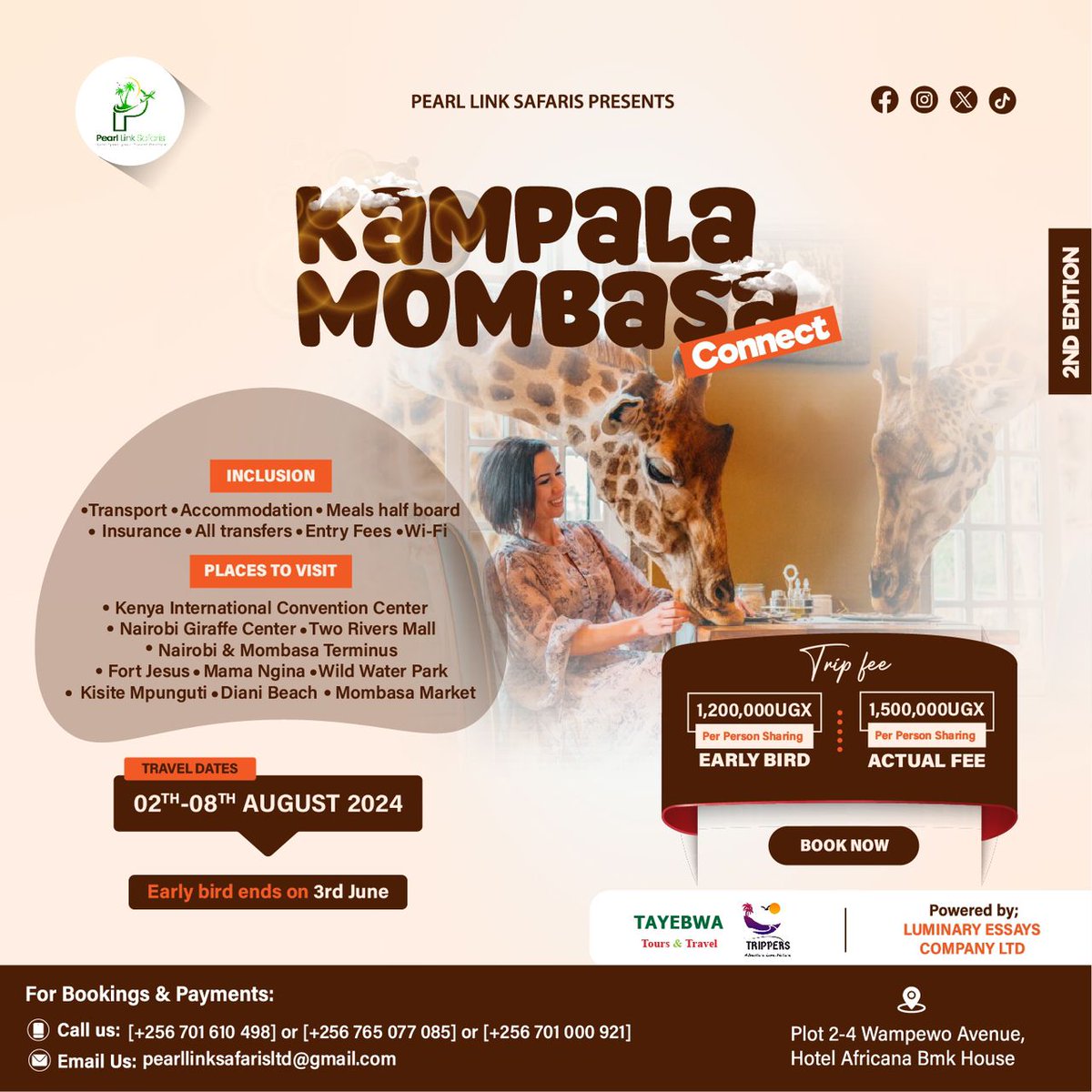 Guess what 🥳🥳🥳 #KampalaMombasaConnect is finally back 
What is stopping you from joinning us on this trip to Mombasa Kenya with the only and only @PLink_Safaris