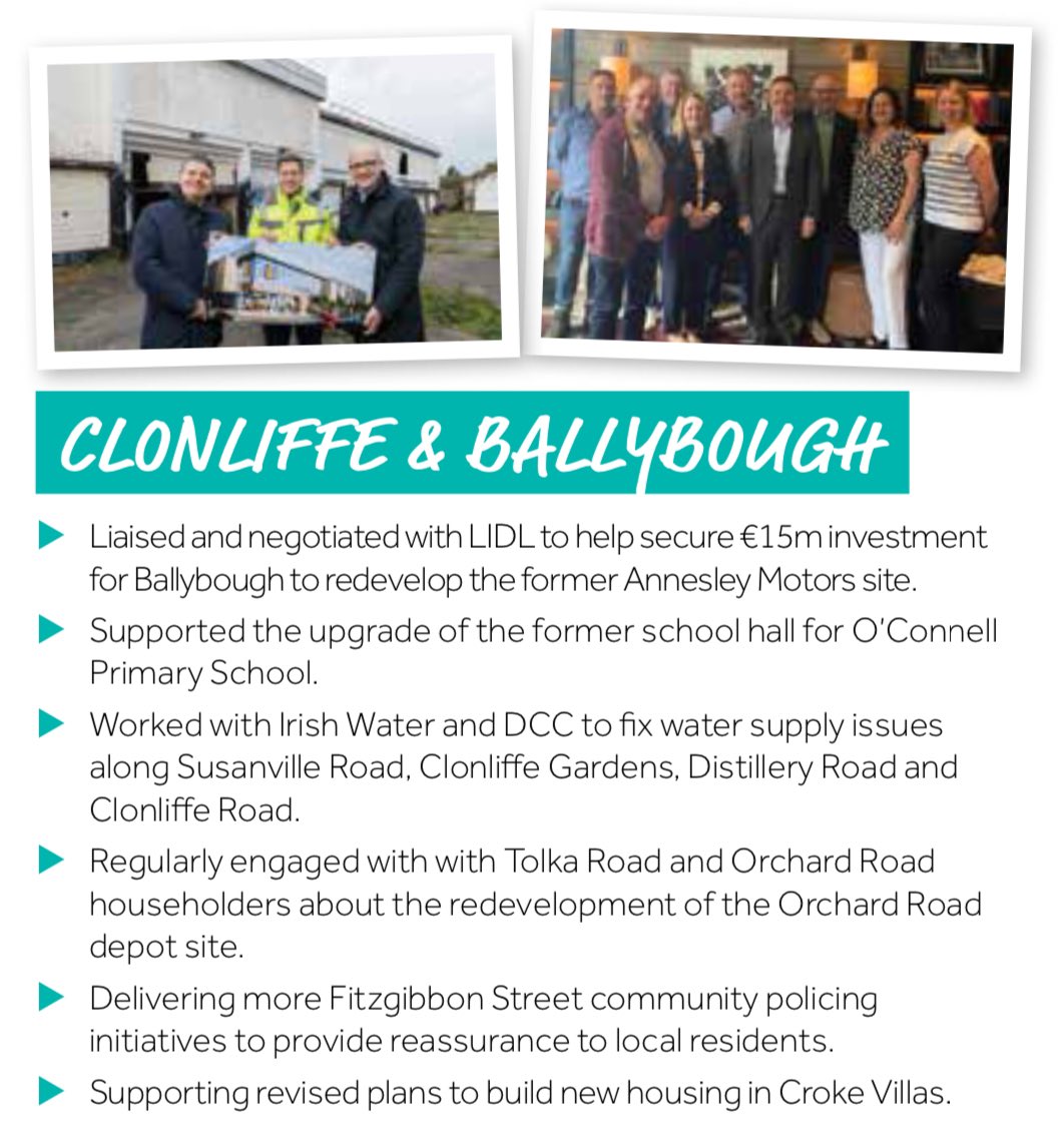 Across the #ClonliffeRoad and #Ballybough areas, I worked to support local residents, assist community groups and deliver funding and investment since 2019. Have a read yourself, on some of the issues I’ve tackled since being re-elected five years ago. #NorthInnerCity #McAdam1