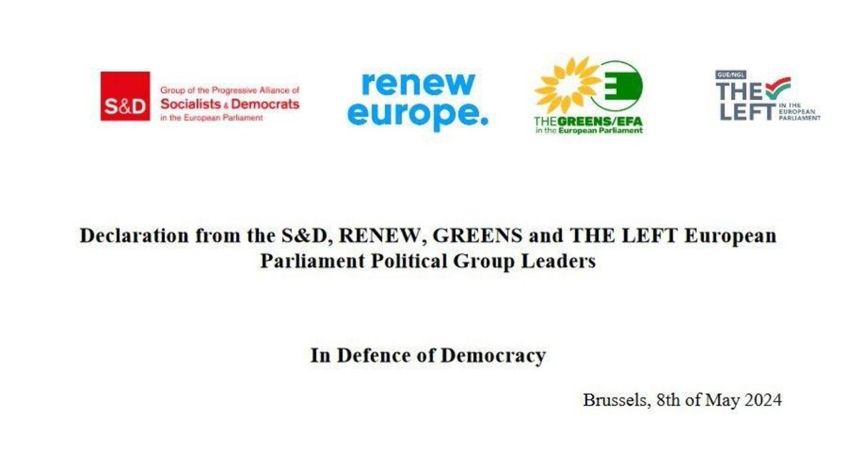Ecco come i gruppi politici della sinistra in parlamento #UE intendono dare seguito al 'grande esercizio di democrazia': chiedendo l'esclusione totale di partiti votati da milioni di cittadini europei. L'8 e 9 giugno #votaLega per mandare a casa questi 'sinceri democratici'.