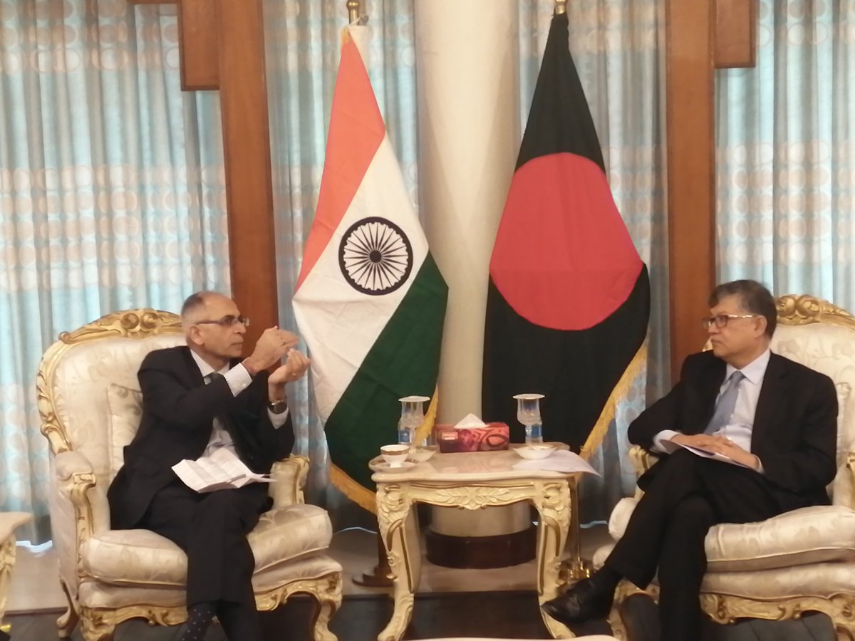 Foreign Secretary of 🇮🇳 Ambassador Vinay Kwatra held constructive discussions today with the 🇧🇩 Foreign Secretary Ambassador Masud Bin Momen. The discussion focused on bilateral issues, regional connectivity, power cooperation and avenues for future collaboration.