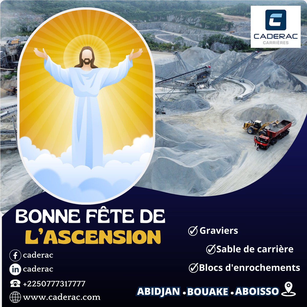 caderac_SA's tweet photo. Puissiez-vous voir cette montée du Christ au ciel exaucer vos prières. Bonne fête de l’Ascension à tous!
 https://t.co/B3DdikNBaY  
#caderac #Constructions #Route #bâtiments #Travaux #Architecture #BTP #travail #Carrière #Ascension https://t.co/uahecsuT6f
