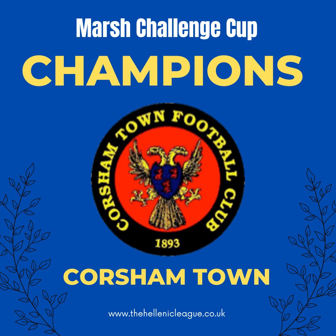 A popular winner of the Marsh Challenge Cup after playoff heartbreak as @CorshamTownFC defeated @WorcesterCityFc on penalties after the game ended 2-2. Congratulations.