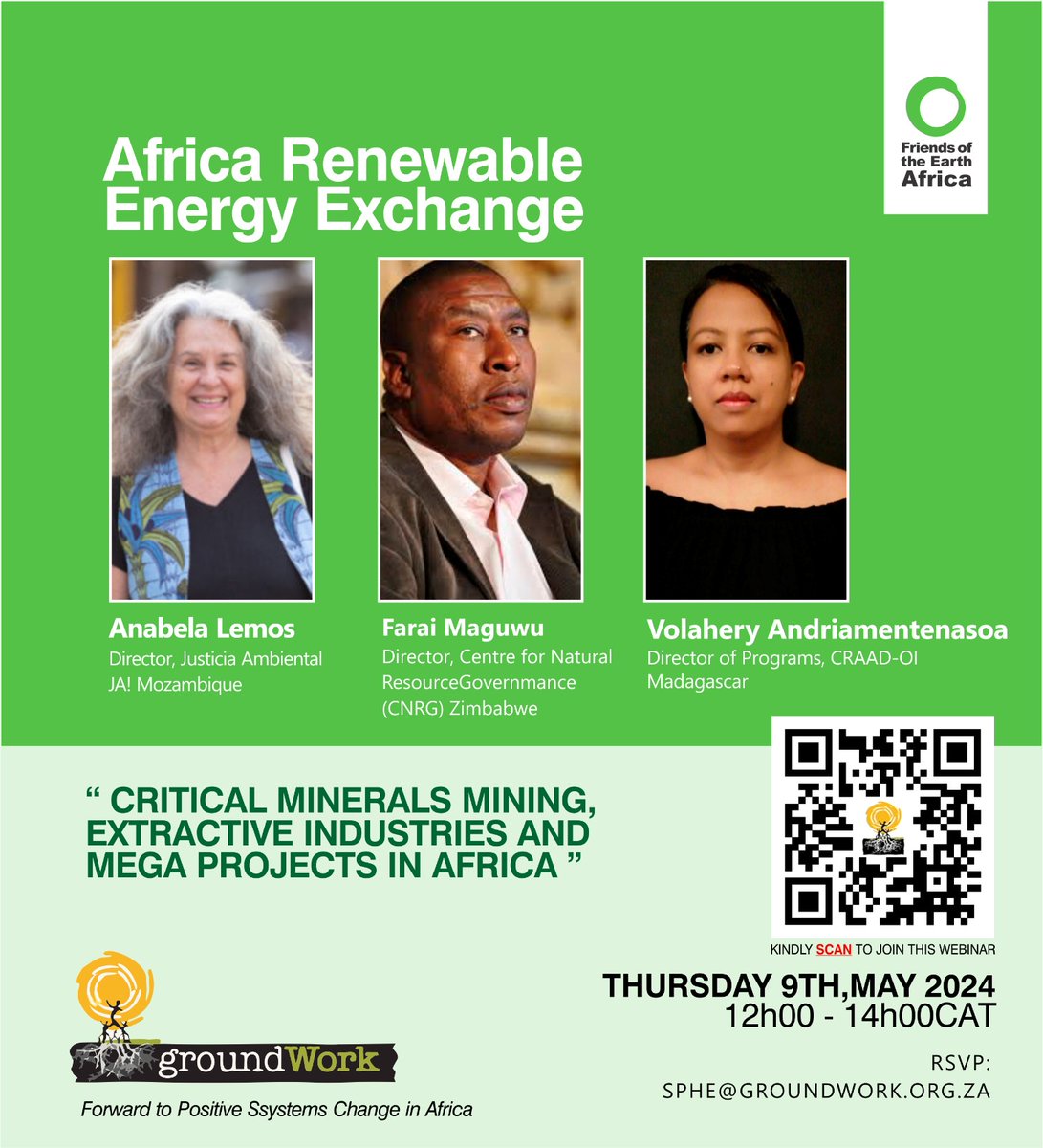 Climate Action Network Zimbabwe (CANZIM) (@canzim11) on Twitter photo Join us for the Africa Renewable Energy Exchange webinar 1, titled: *Critical Minerals Mining, Extractive Industries & Mega Projects in Africa*.
Link: us06web.zoom.us/j/89825094962?…
#AfricaREExchange
<a href="/CANIntl/">Climate Action Network International (CAN)</a> <a href="/CNRG_ZIM/">CNRG Zim</a> <a href="/AfricanAmdc/">African Minerals Development Centre (AMDC)</a> <a href="/PowerShftAfrica/">Power Shift Africa</a> <a href="/CANAfrica1/">CAN Africa</a> Join us for the Africa Renewable Energy Exchange webinar 1, titled: *Critical Minerals Mining, Extractive Industries & Mega Projects in Africa*.
Link: us06web.zoom.us/j/89825094962?…
#AfricaREExchange
<a href="/CANIntl/">Climate Action Network International (CAN)</a> <a href="/CNRG_ZIM/">CNRG Zim</a> <a href="/AfricanAmdc/">African Minerals Development Centre (AMDC)</a> <a href="/PowerShftAfrica/">Power Shift Africa</a> <a href="/CANAfrica1/">CAN Africa</a>