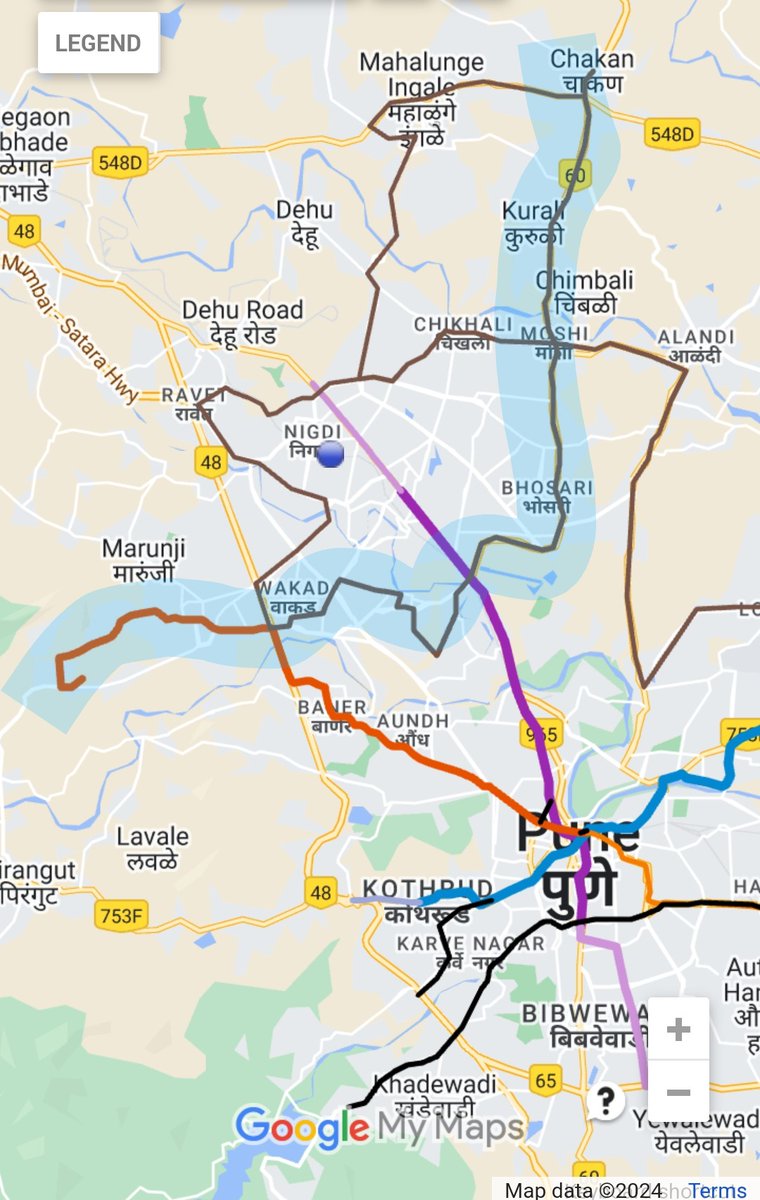 Current status: ️ 

◆ Wakad-Hinjawadi under construction
◆ DPR ready for Nashik Phata-Chakan (NeoMetro feasibility check)
◆ Missing Link: ⚠️ Wakad-Nashik Phata needs a DPR ASAP! My proposed 'S' route would connect #PimpleGurav #PimpleSaudagar #NewSangvi #Rahatani #Wakad

2/2