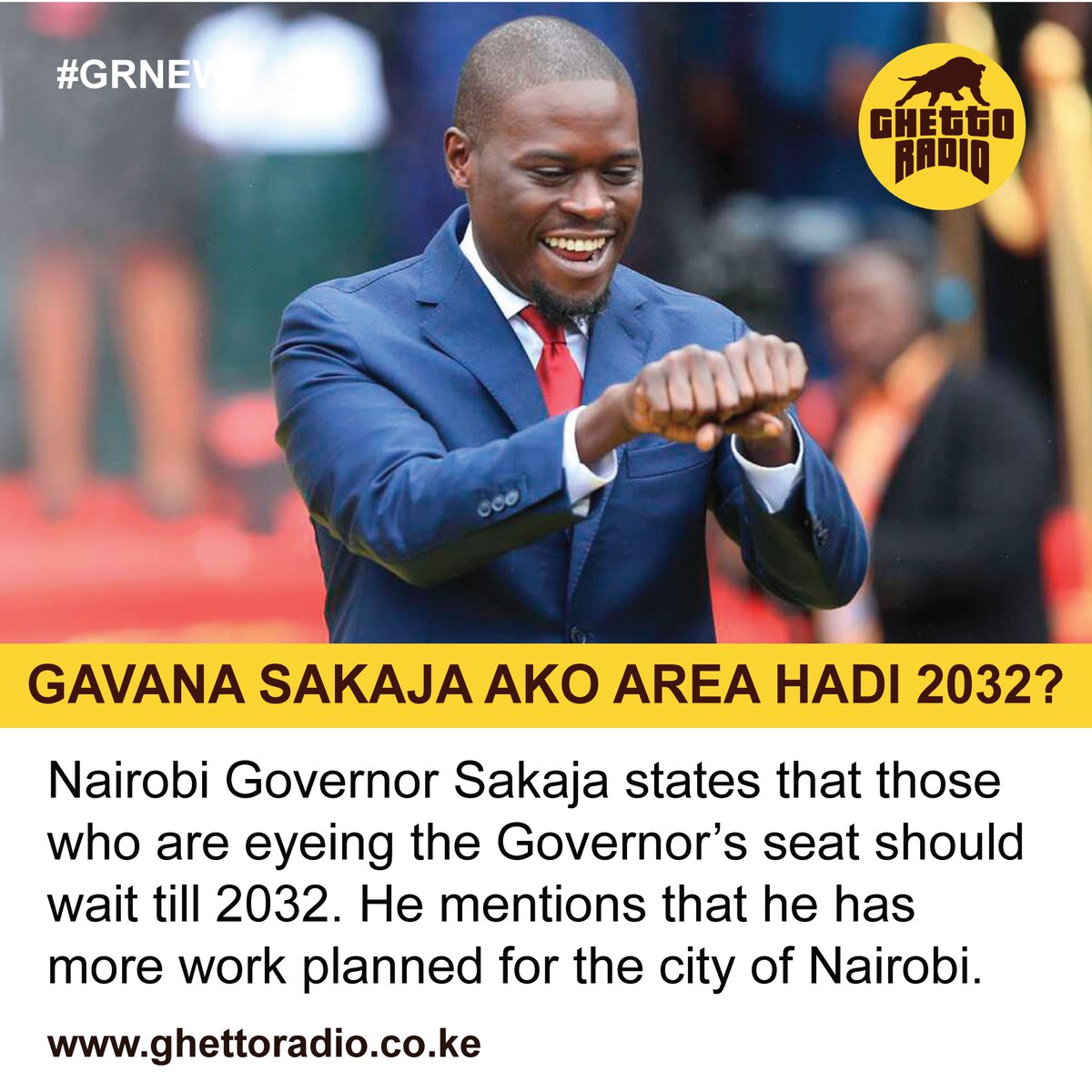 Sakaja states that those eyeing the Governor's seat should wait till 2032.
#GRNews
#Goteana
