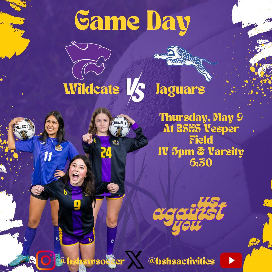 BSHSWSoccer's tweet photo. Tonight is our last regular season game for Varsity and the last game of the season for JV!  Youth soccer players can wear their jersey and get into the game for free.  It is going to be a good one tonight!  JV kicks off at 5 and Varsity at 6:30.  #letsgocats #usagainstyou https://t.co/zeuCJCItL3