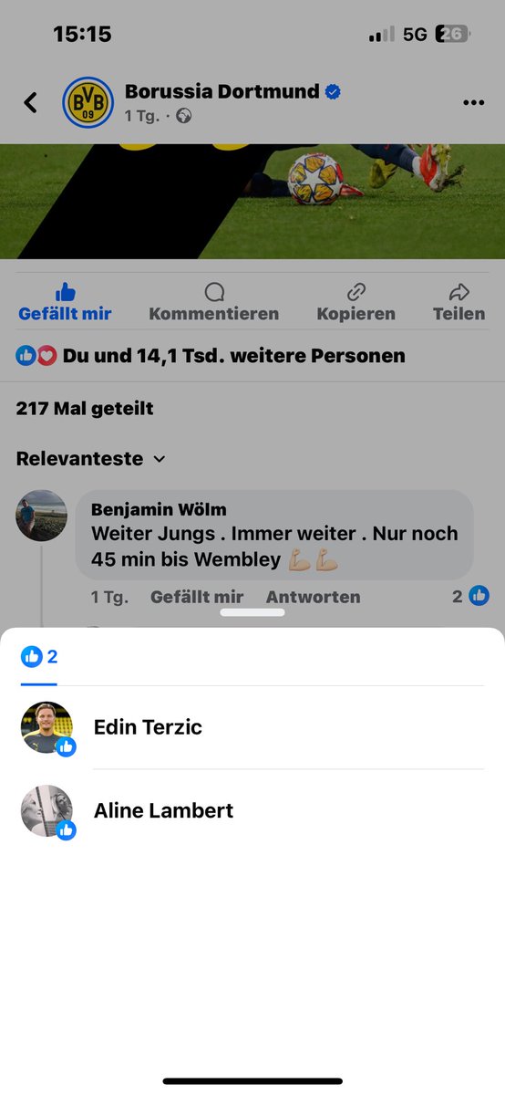 Selbst Edin , der aller echte , liket mein Kommentar 😀💪🏻