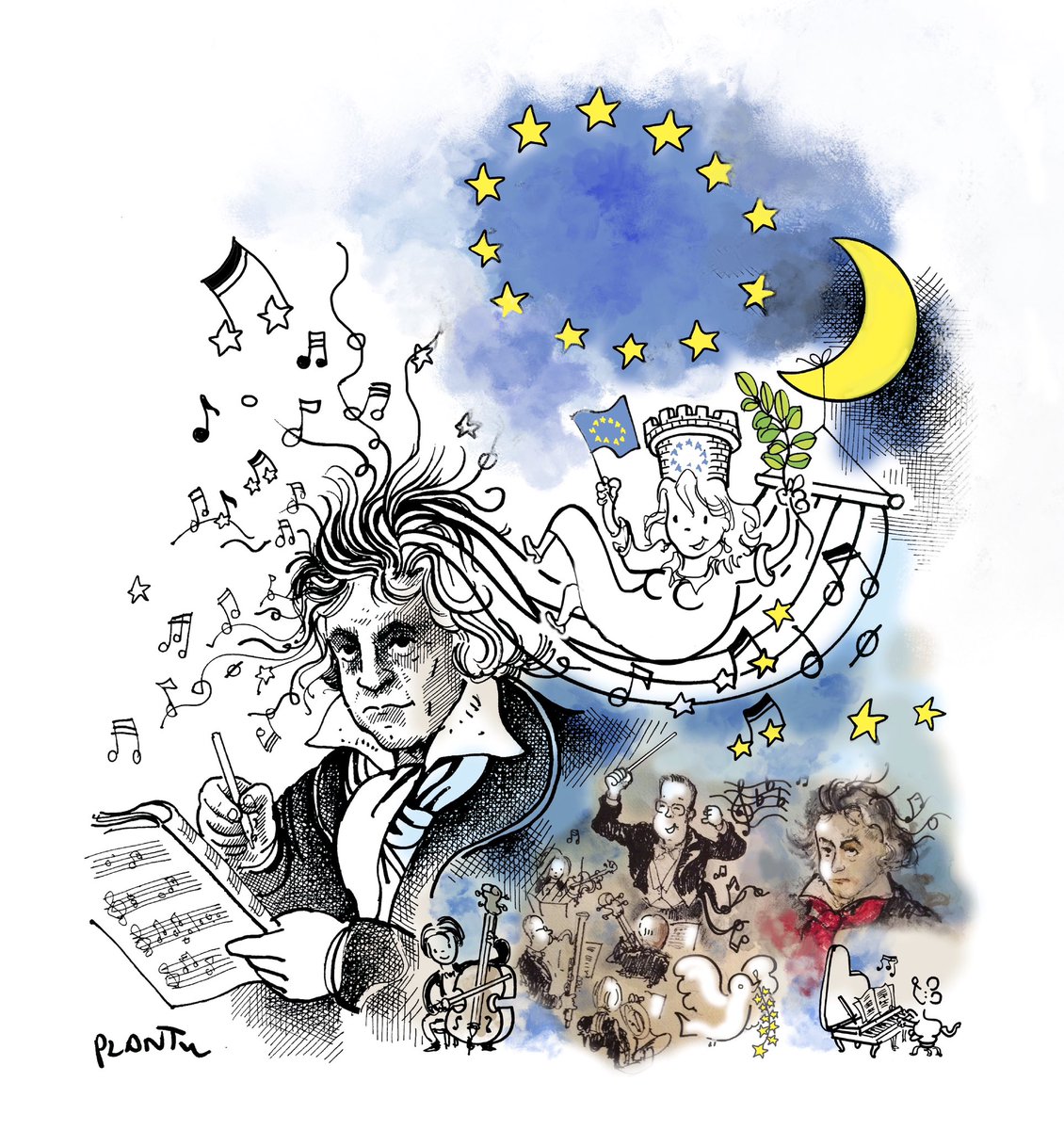 9 MAI JOURNÉE DE L’EUROPE : il y a 200 ans Ludwig van Beethoven composait La Symphonie nᵒ 9 qui deviendra l’hymne européen.