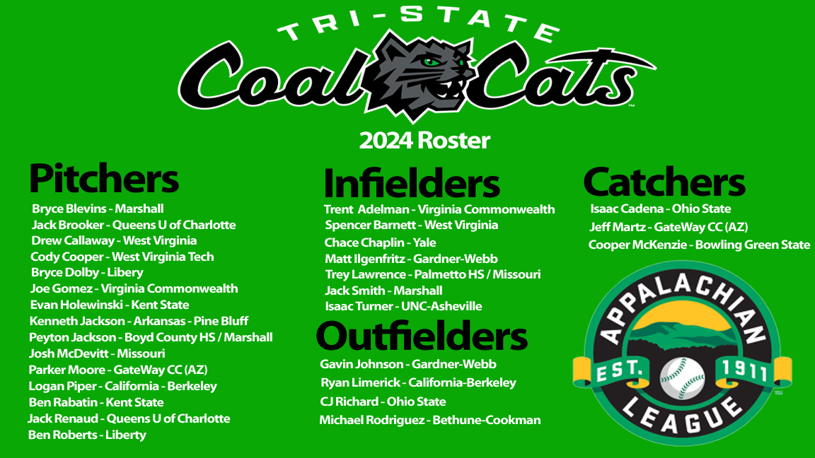Here is your official 2024 Tri-State Coal Cats Roster!!!!! @AppyLeague