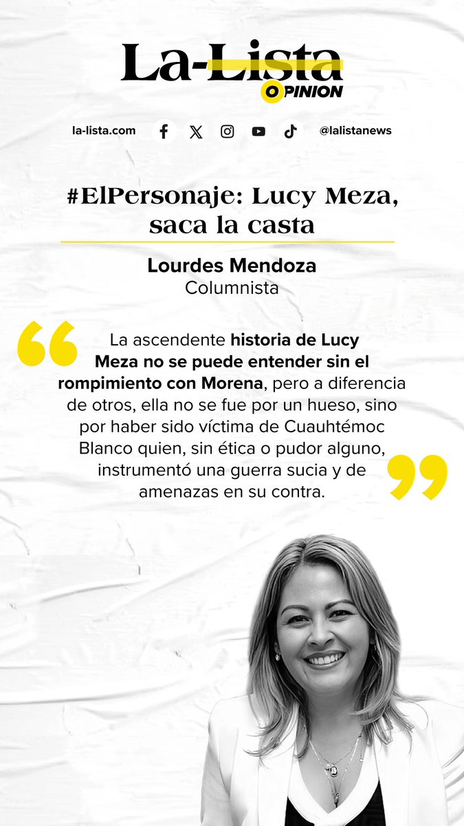 #Opinión | #ElPersonaje: Lucy Meza, saca la casta. ✍️: @lumendoz / #LaListaNews 📌t.ly/CjEUK