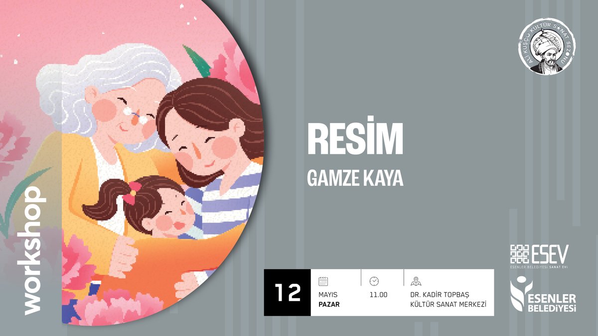 Bu workshopta, annelerimize hediye yapıyoruz! 🎁 #AnnelerGünü'ne özel düzenlediğimiz, 'resim' workshop etkinliğimiz pazar saat 11.00'de Dr. Kadir Topbaş Kültür Sanat Merkezi'nde sizlerle.