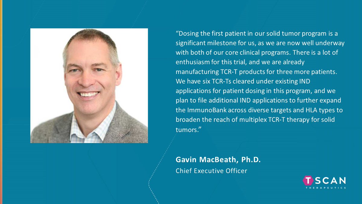 We are proud to announce that the first patient has been dosed in our Phase 1 trial evaluating TCR-T therapy for the treatment of #SolidTumors. The patient was dosed with TSC-203-A0201 targeting the cancer-associated antigen PRAME. Learn more: bit.ly/3UqZrAA