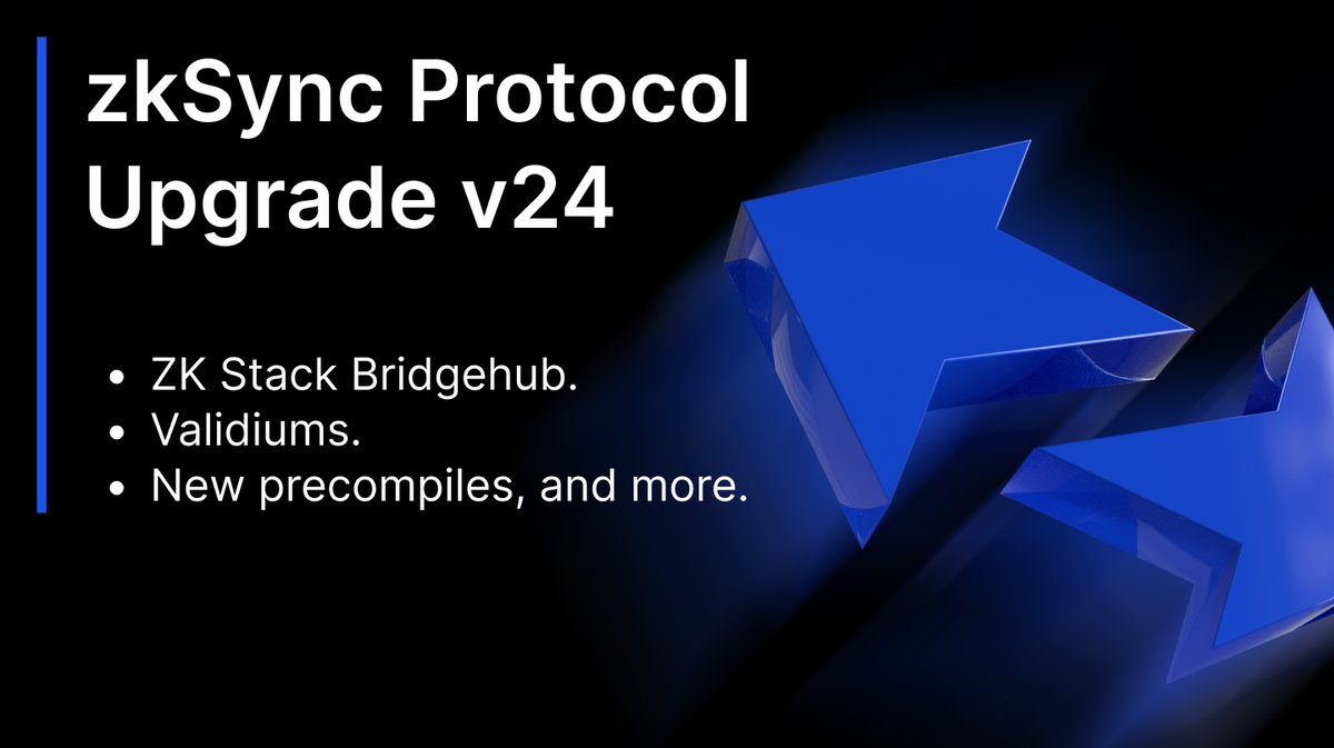 The upcoming @zksync Era upgrade on May 13th brings new features & improvements: ✔️ The Bridgehub enables ZK Stack chains interoperability ✔️ Validium mode with custom DA and base token (soon) ✔️ New P256Verify & ecPairing precompiles Read more 👉 github.com/zkSync-Communi….