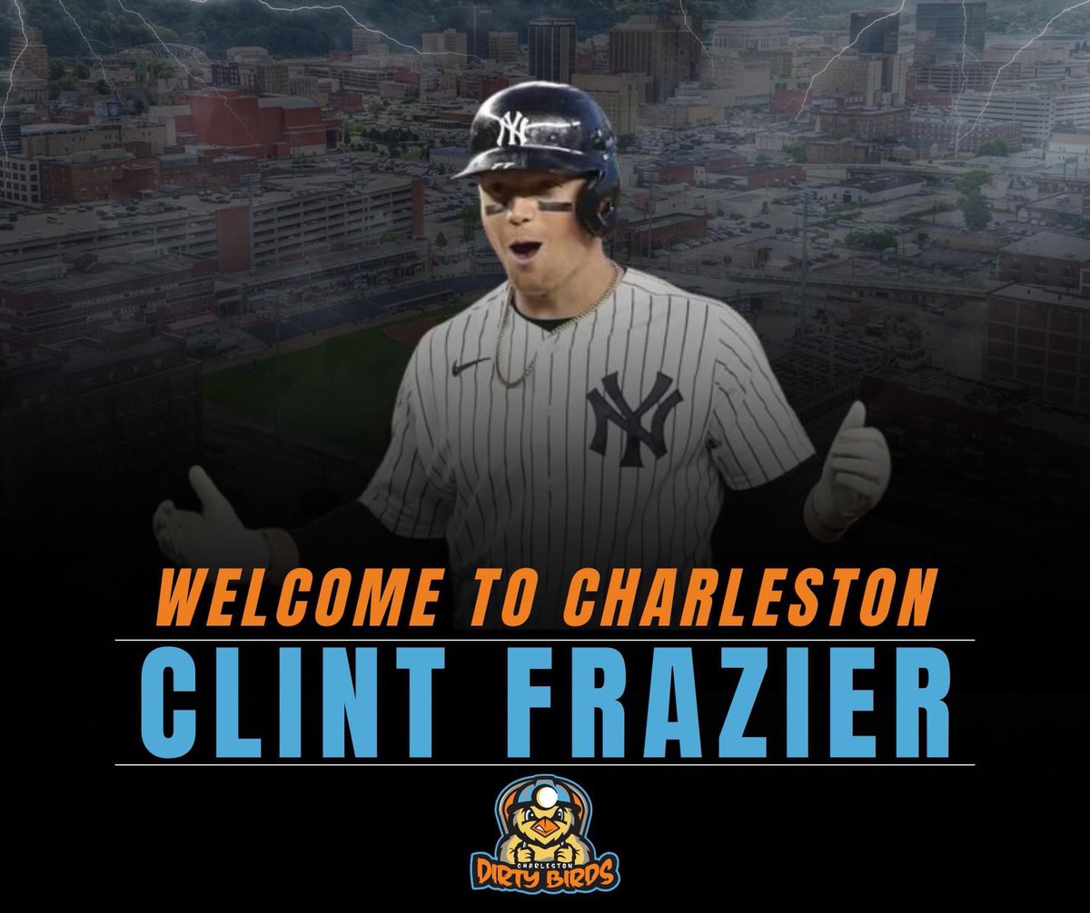 Clint Frazier, welcome to the Dirty Birds family 🔥 🤝 😎 
Join us in giving Clint a big welcome to Charleston 😆 

#staydirty #DirtyBirds