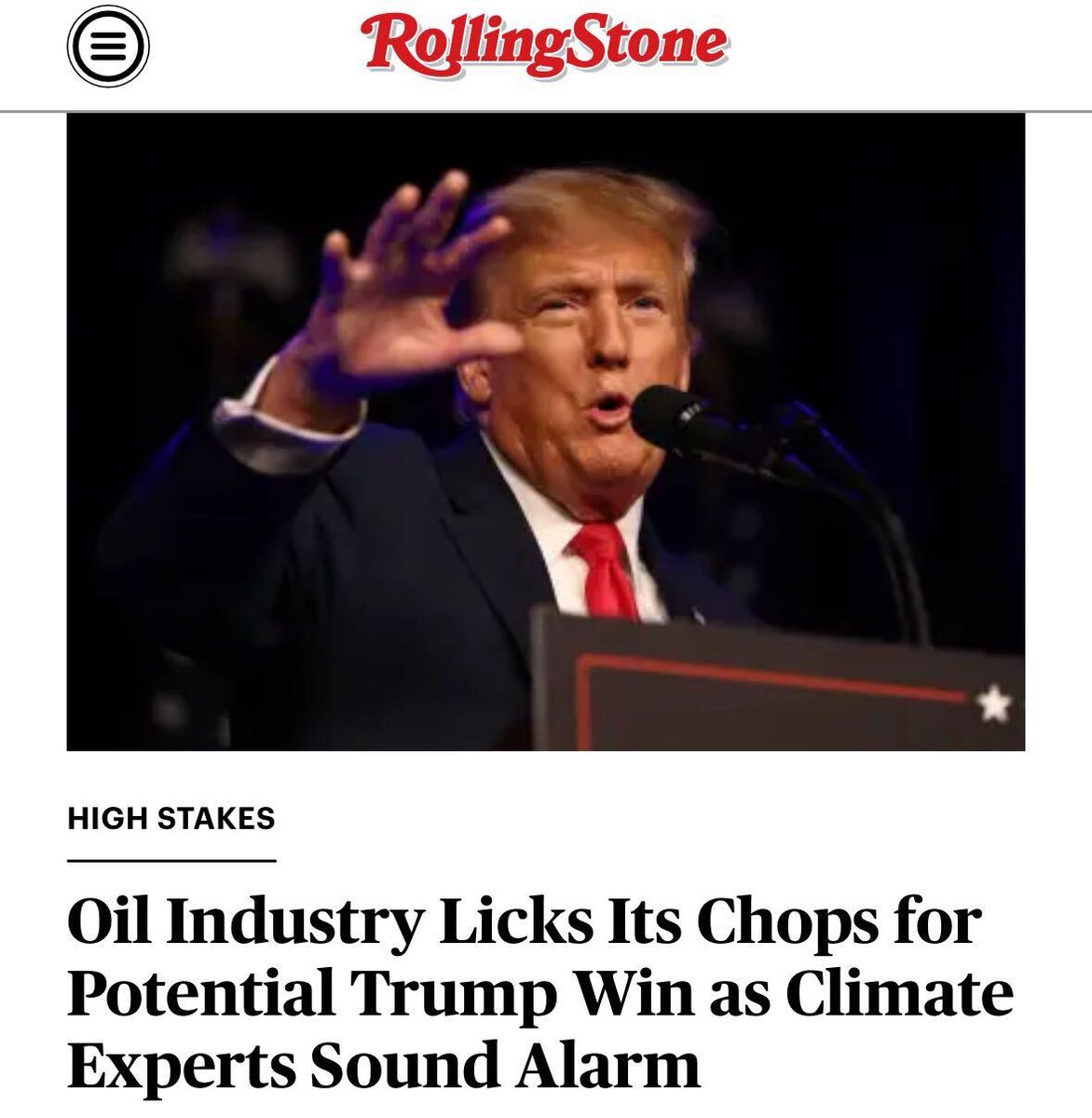 The oil and gas industry is preparing for a potential second Donald Trump presidency with a slate of executive orders ready to be signed on day one.

Story: rollingstone.com/politics/polit…
