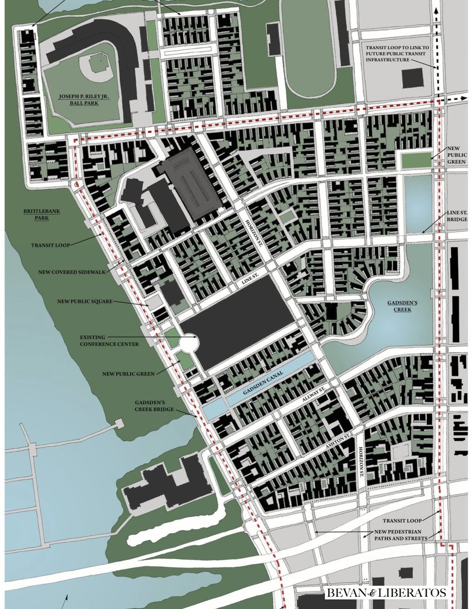City of Charleston's Plan for a new neighborhood in the Historic District (Texas donuts) / Our counterproposal (Charleston-style urbanism and architecture)