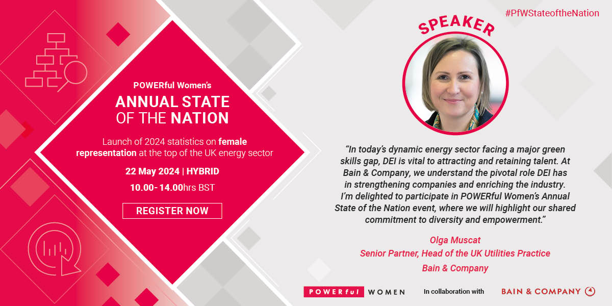 We're delighted that Olga Muscat @BainandCompany will lead our discussion on this year's #PfWStateoftheNation report, at the launch on 22 May. JOIN US to find out the latest stats on #womeninenergy, why #genderdiversity matters & what can be done!
👉 bit.ly/4dlHhsP