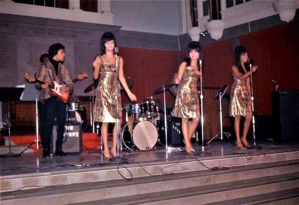 Jimi Hendrix backing The Ronettes at Union College’s chapel in Schenectady,  NY on April 30, 1966.
