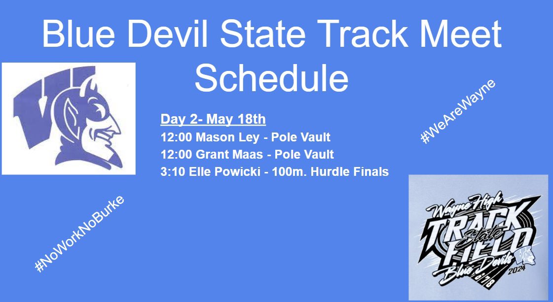 Congratulations to the Wayne High athletes that qualified for the Nebraska State Track and Field Championships at Burke Stadium! 
#NoWorkNoBurke
@WayneSchools