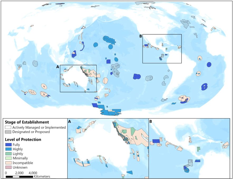🚨Paper Alert🚨

🧐Assessing 90% of reported 🌏global #MPA coverage, we show:

🪄1/4 is not implemented (only declared) 📣

🚫1/3 not compatible with #biodiversity #conservation 🐟

➡️We need accountability for MPA quality, not only quantity.

📰conbio.onlinelibrary.wiley.com/doi/10.1111/co…