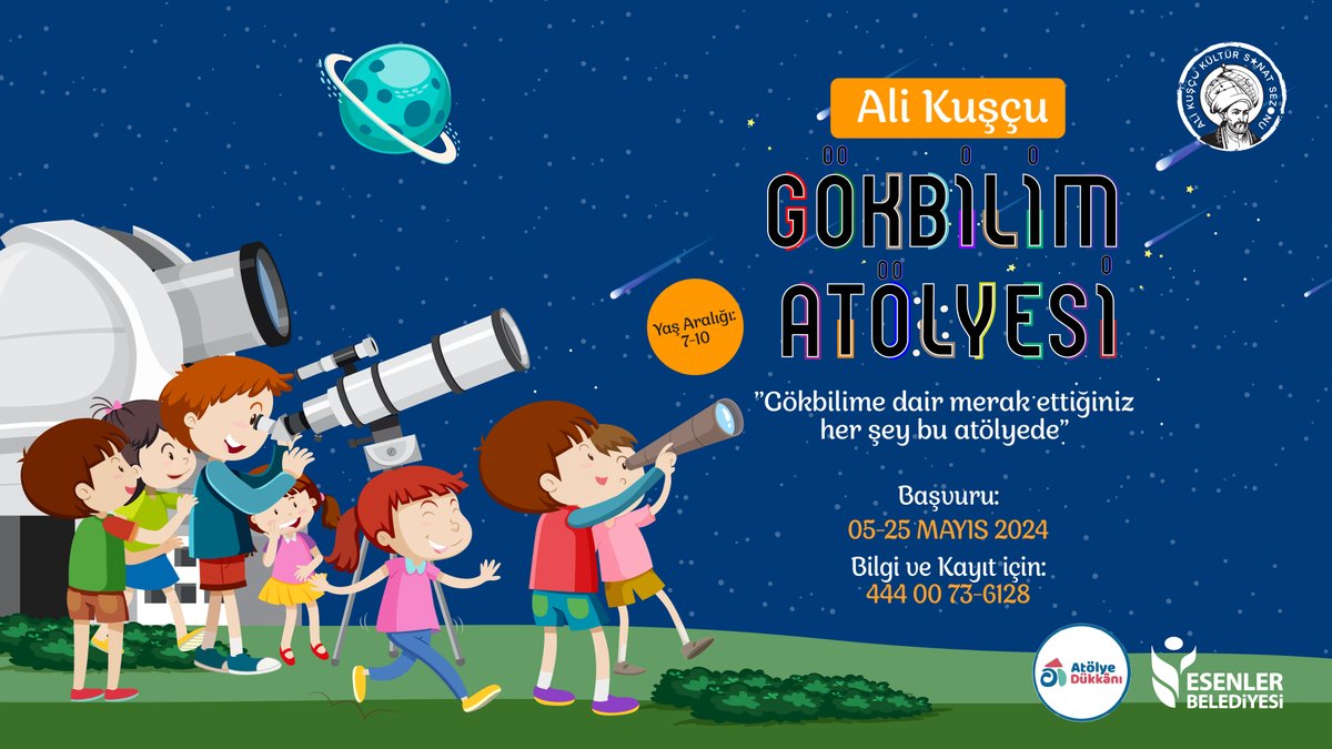 Bu haberimiz, bilim ve gökyüzü tutkunları için! 🪐 Ali Kuşçu Kültür Sanat Sezonumuza özel düzenlediğimiz 'Gökbilim Atölyesi'nde, gökyüzündeki yıldızları, gezegenleri ve evrenin sırlarını keşfediyoruz. 🔭 Bilgi ve kayıt için 👉444 00 73 - 6128