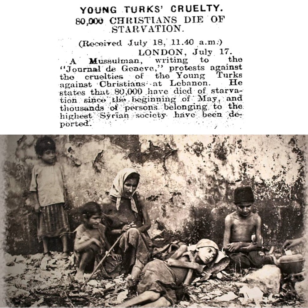 Between 1915-1918, ~ 200,000 Christians (including Rum/Greeks) were starved to death during the Great Famine of Mount Lebanon. The famine was caused by a food blockade orchestrated by Young Turk, Djemal Pasha. Read: greek-genocide.net/index.php/bibl…