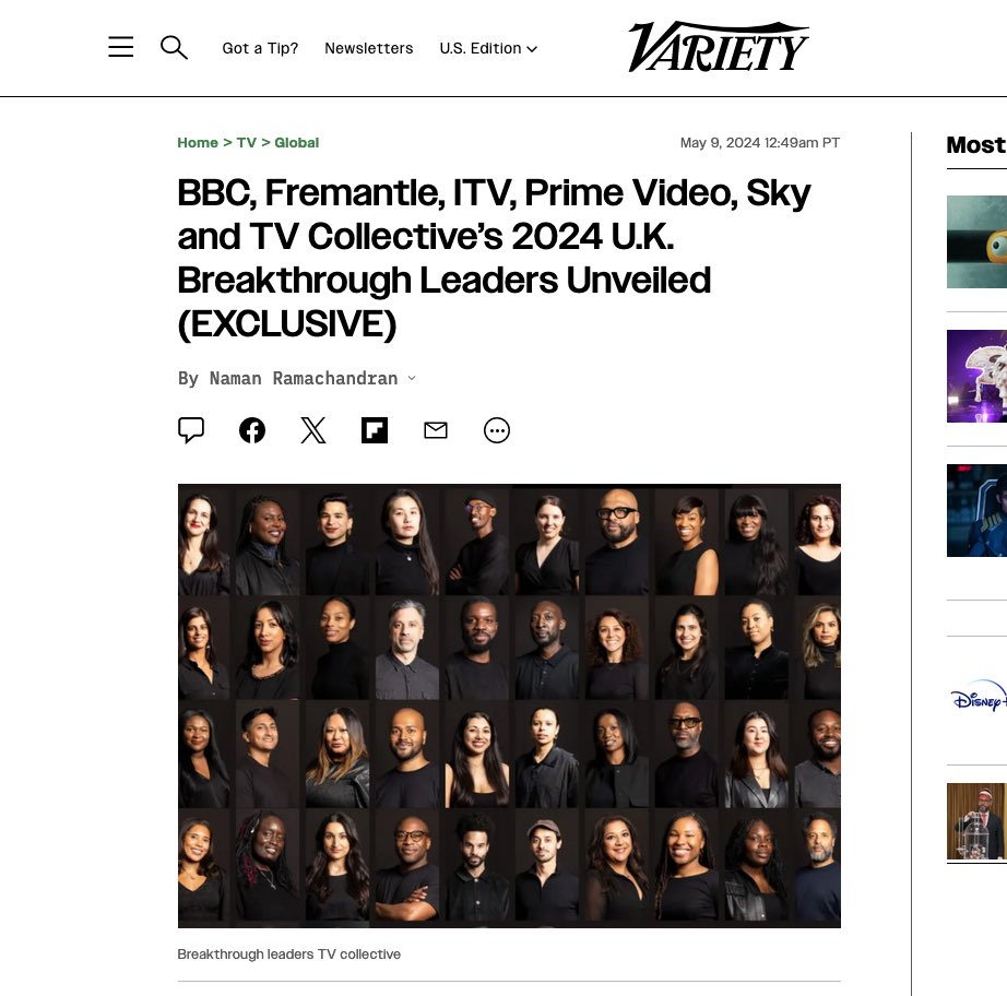 Very thrilled to be selected for the 2024 cohort of @the_tv_collective’s Breakthrough Leaders, in partnership with Fremantle, BBC Studios, Amazon, SKY, and ITV Studios. I look forward to spending the year with my exceptional fellow leaders.