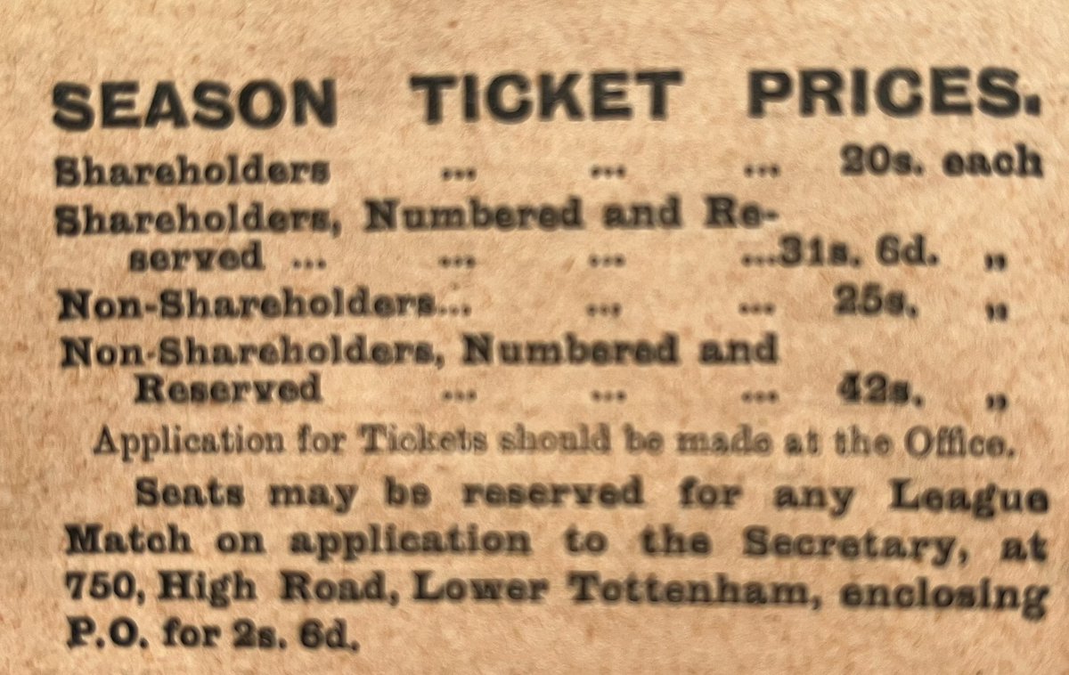 Recently added a Tottenham v Crystal Palace programme from 1912 to my collection. No idea on how ticket prices compare back then against an individuals income but here are the costs for back then. For those not as old as me 20s = £1.