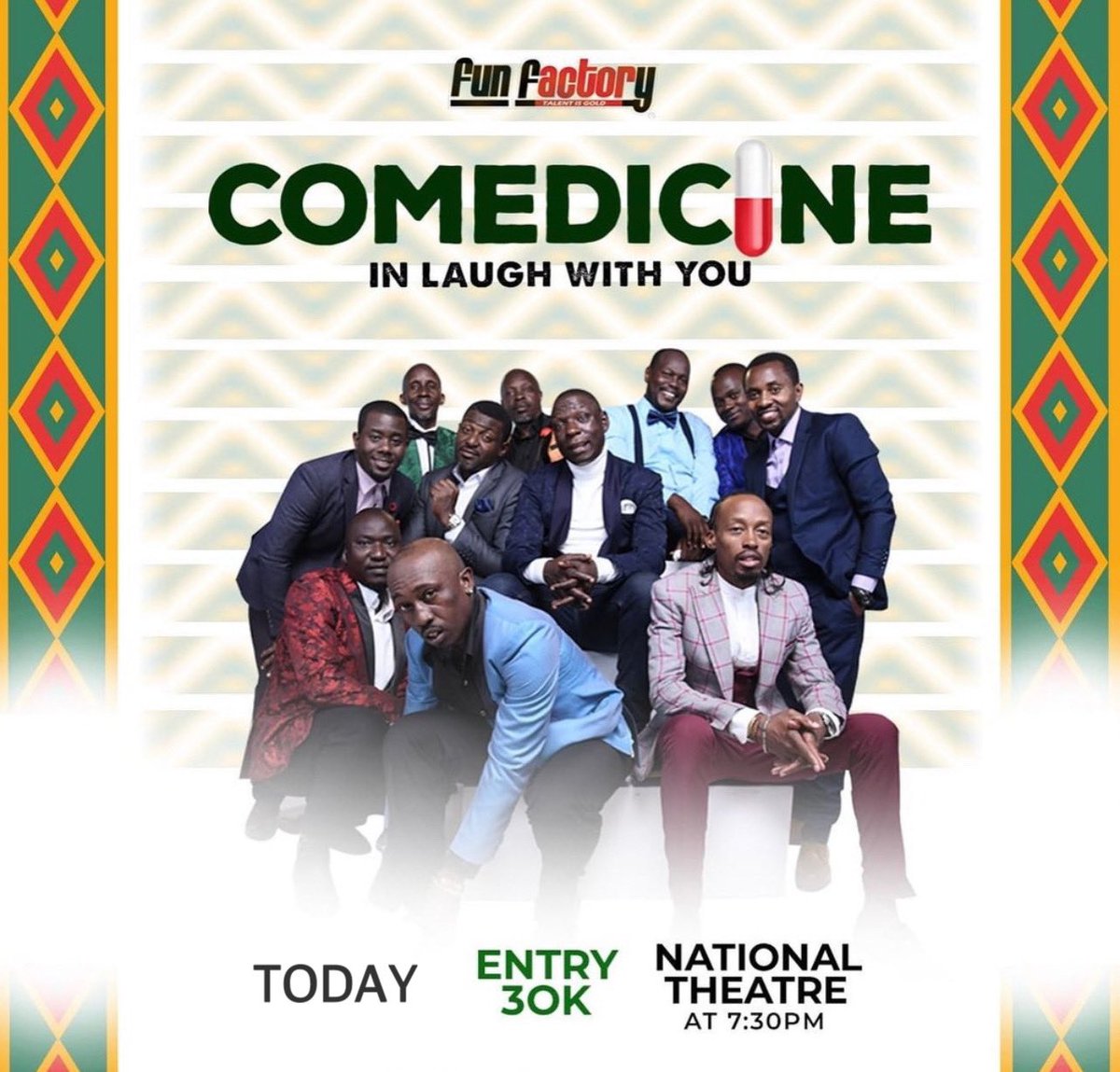 When I want to laugh out loud I go to the National Theatre for the @funfactoryuganda @richardtuwangye @bugingohannington so join me this evening let’s laugh with you