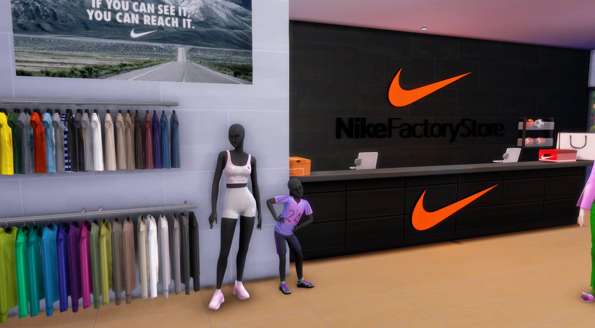 I just love the Nike Store at my Outlet Mall! It's my favorite build to play with hands down! 🧡👟✔️ #Sims4 #ShowUsYourBuilds