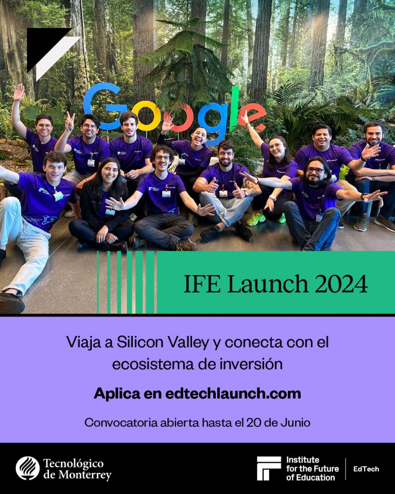 💡🚀 ¡Emprendedores en EdTech, esta es tu oportunidad! Únete a IFE Launch y despega hacia el éxito. 🌟🌐Viaja a Silicon Valley,  Conecta con expertos, valida tus ideas y mucho más. 🤝💼 ¡La convocatoria cierra el 20 de junio! Aplica en: edtechlaunch.com 🔍