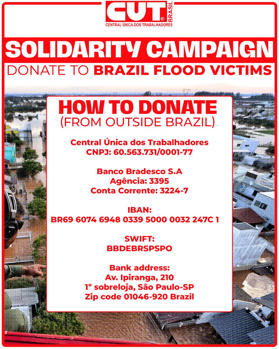 🇧🇷Campaña de solidaridad por las víctimas de las inundaciones en Brasil. Puedes colaborar aquí👇🏾