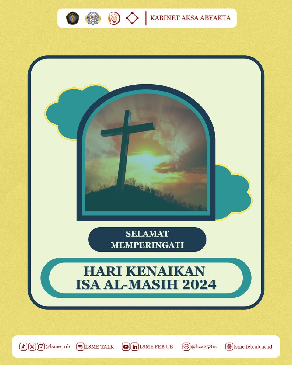 Halo LSME’rs

Selamat merayakan hari kenaikan Isa Almasih🙌

Di hari Kenaikan Isa Almasih, mari kita angkat iman, harapan, dan cinta dalam hati kita, mengikuti jejak-Nya menuju kedamaian dan kebahagiaan. Semoga cahaya-Nya selalu menyinari dan membimbing langkah-langkah kita.