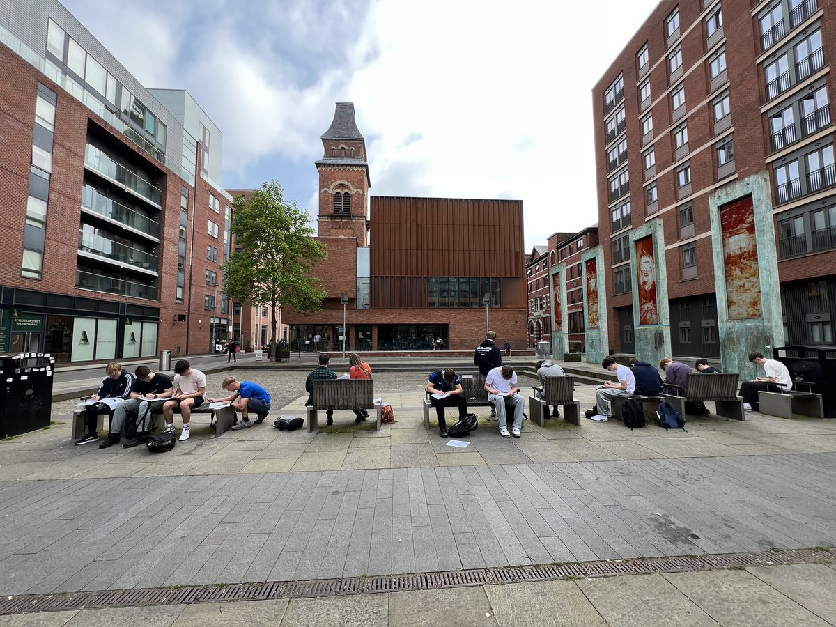 Y12 geographers in sunny Manchester today investigating change in urban areas - Ancoats, N Quarter, Rusholme so far …. next stop Didsbury😎 #fieldwork #diverseplaces