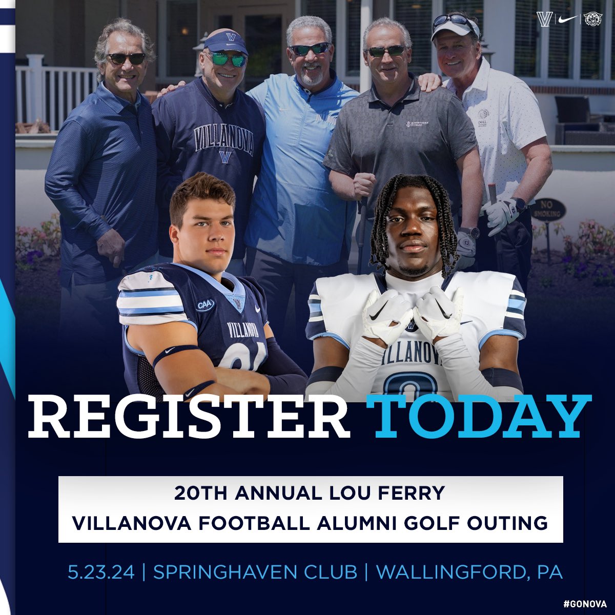 We’re TWO weeks away from the 20th annual Villanova Football Alumni Golf Outing! ⛳️ 🏈 Sign up today! bit.ly/3UsIE1j #TapTheRock