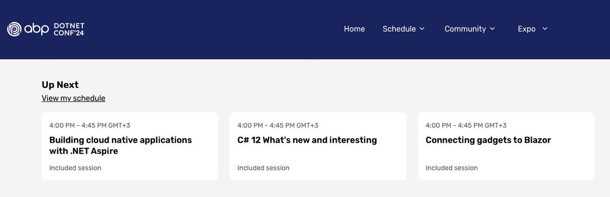 Are you ready? We are back in 5 minutes with: 🔴 Building cloud native applications with .NET Aspire with @sharpcms 🔴 C# 12 What's new and interesting with @nicolaiarocci 🔴Connecting gadgets to Blazor @EngstromJimmy #abpconf24 #dotnet