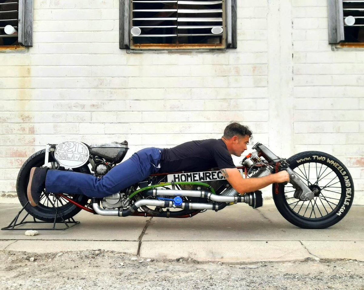 HOMEWRECKER: Supercharged 2-stroke 100cc landspeeder by Casey Anderson of @motorcycles_and_art — an Army veteran and long-time builder who will be chasing a record on the Bonneville Salt Flats this summer with his home-built racer. “I firmly believe tha… instagr.am/p/C6v5puLL86E/