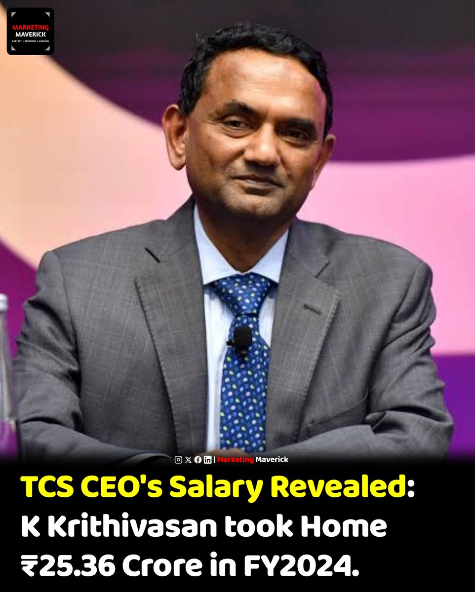 TCS CEO's Salary Revealed: K Krithivasan took Home ₹25.36 Crore in FY2024.