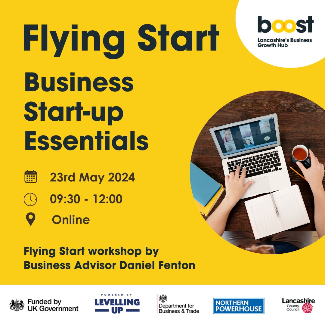 📣 3 new @BoostInfo workshops by Flying Start service business advisor Daniel Fenton - starting with Business Start-up Essentials on 23rd May! Read more and book here: boostbusinesslancashire.co.uk/events/boost-f… #UseBoost #entrepreneur #newbusiness #startups #LevellingUp