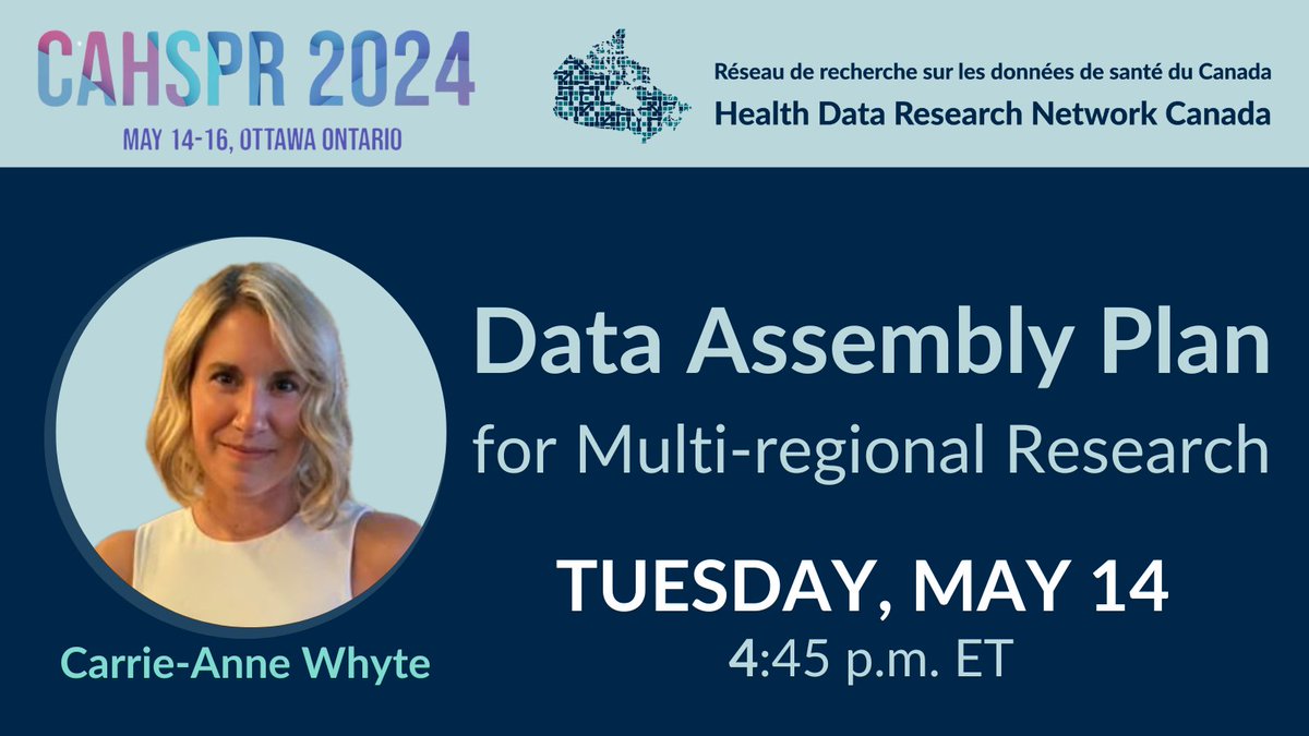 👋 Connect with #HDRNCanada at #CAHSPR24! Don't miss DASH Lead Carrie-Anne Whyte's poster presentation on facilitating a data assembly plan for multi-regional research 🗓️ MAY 14 🕟 4:45pm ET Learn more ➡️ bit.ly/CAHSPR2024