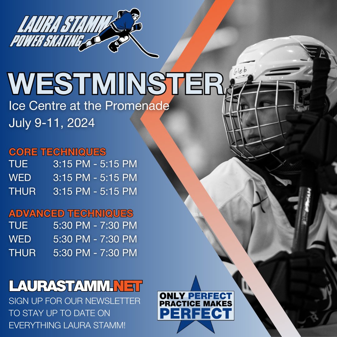 Dominate the rink and elevate your game to the Ice Centre at the Promenade next level by joining us at  on July 9-11. 🏒

Register Here bit.ly/LSPSclinicsUS

#LauraStrammPowerSkating #SkatingClinic #SkatingTechnique #SkatingDevelopment #PowerSkating #HockeySkating