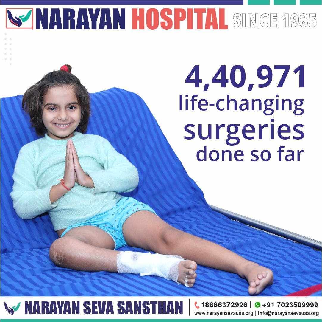 Till now 4,40,971 corrective surgeries have been successfully performed by Narayan Seva Sansthan. Celebrating a Milestone: Turning Dreams into Achievements. Your Support, Our Success Story. Together, We Make a Difference.
.
.
#DreamsToAchievements #SupportSuccess #MakeADifference
