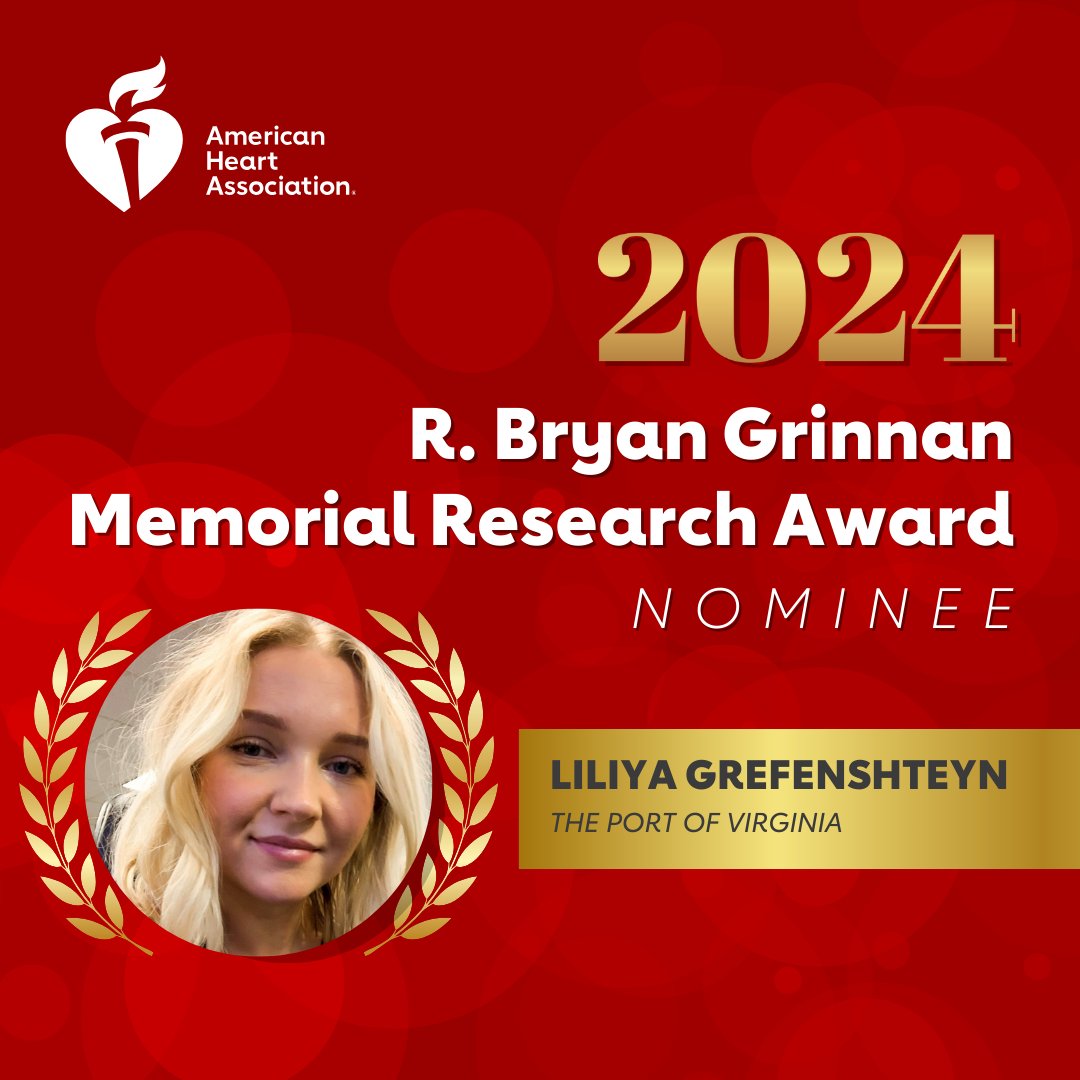 The 2024 R.Bryan Grinnan Memorial Research Award nominees are in! Join us in congratulating the Port of Virginia Team. The R. Bryan Grinnan Award winner will be announced at the Hampton Roads Heart Ball.