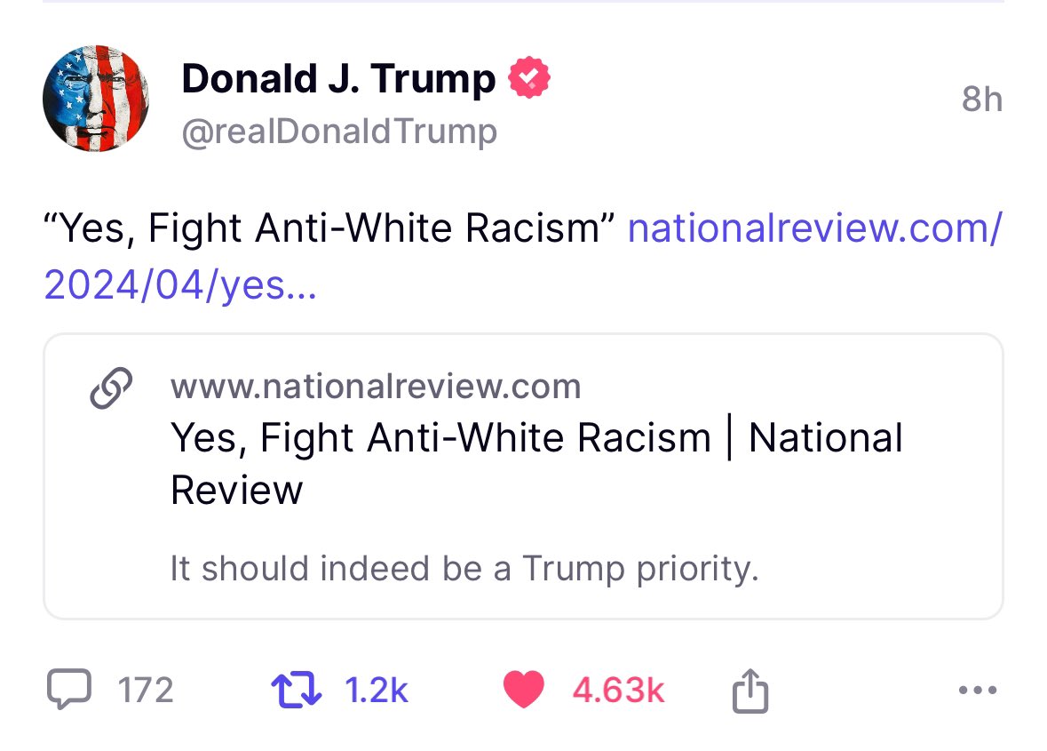 Anti-white racism in our universities and institutions has become a serious problem, so it’s great that the President is highlighting it this campaign!