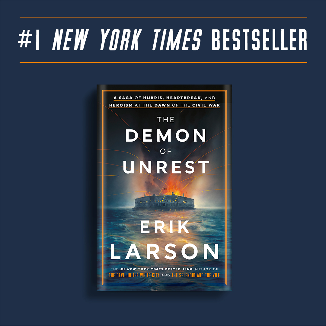 Congratulations to @exlarson and THE DEMON OF UNREST on becoming a #1 New York Times Bestseller!! Learn more at the link. nytimes.com/books/best-sel…