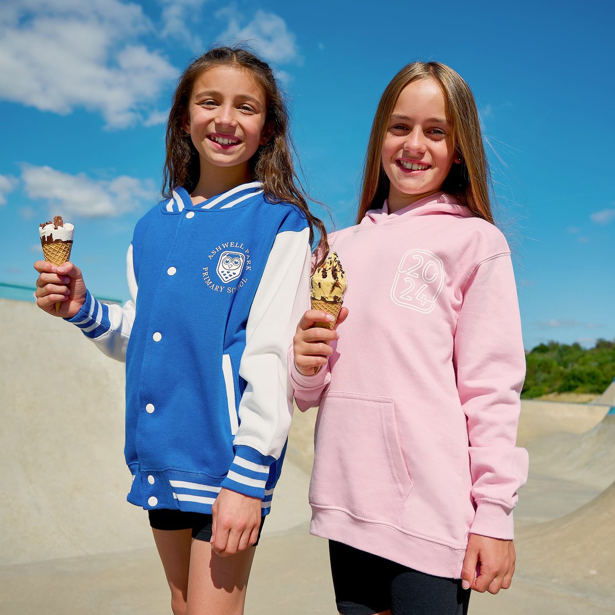 Find out more - leavershoodies.com/leavers-hoodies

Models wear our Varsity Jacket (child size) in Royal Blue/Arctic White (left) &amp; our College Hoodie (child size) in Baby Pink (right)

#LeaversHoodies #Leavers2024 #ClassOf2024 #VarsityJacket #CollegeHoodie #Royal Blue  #BabyPink