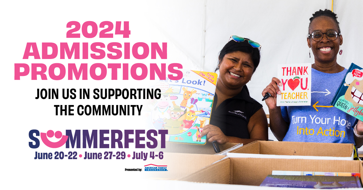 Our 2024 Admissions Promotions just dropped! 😎 Be sure to check out all the ways you can enjoy free or discounted admission every day of the fest while supporting the Milwaukee community! View full calendar of Admissions Promotions & special offer: summerfest.com/admission-prom…