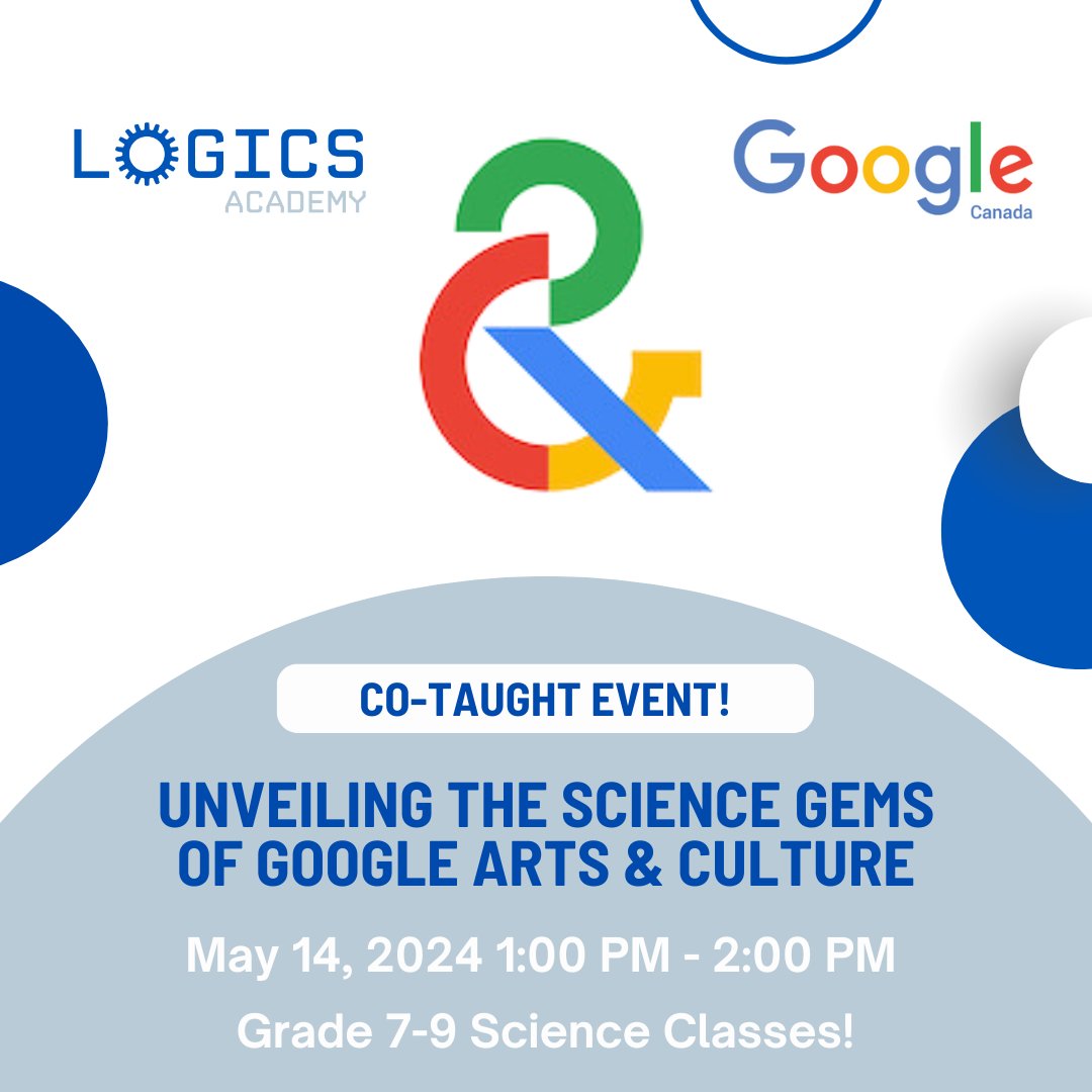 Unlock the secrets of Google Arts & Culture's science wonders! 🌟 Join our co-taught lesson with @GoogleCanada on May 14 1:00 PM - 2:00 PM EST via YouTube Live. Dive into immersive exhibits on dinosaurs, space, and more! logicsacademy.com/google-science… #GoogleArtsAndCulture