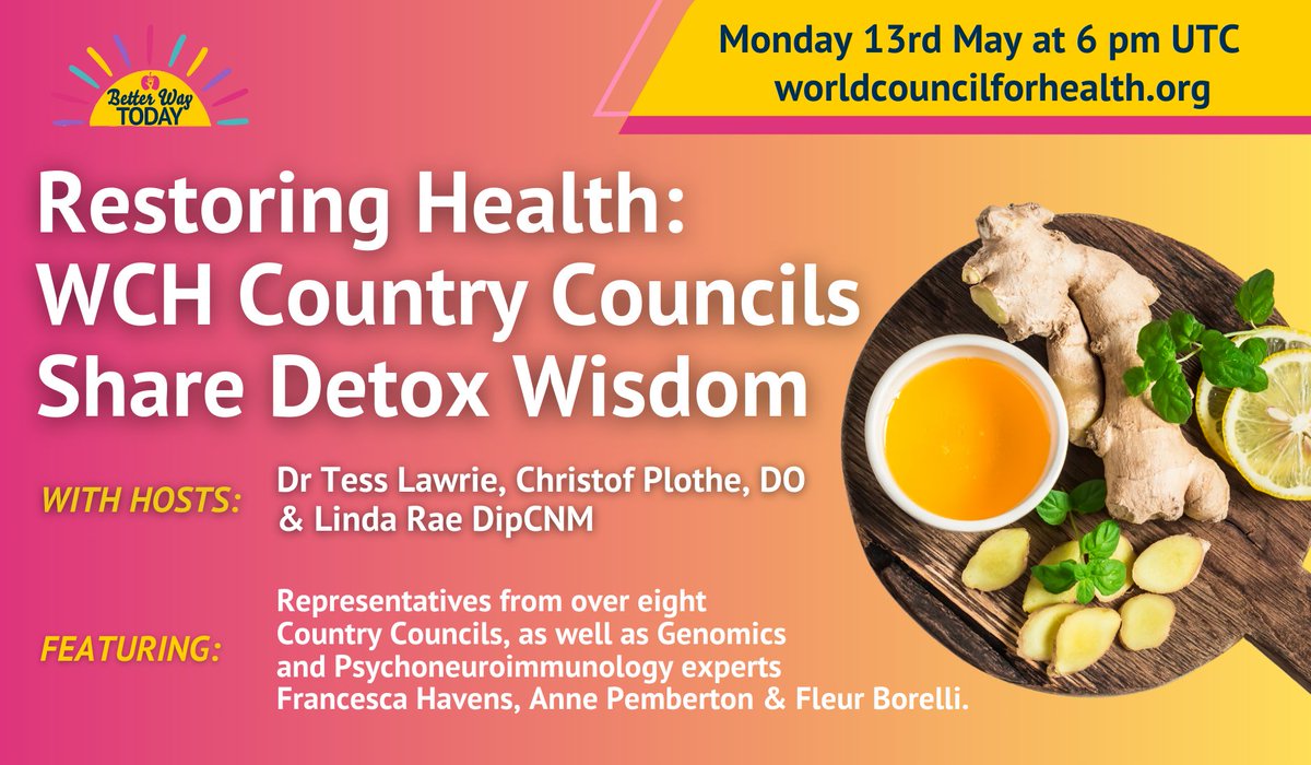 We're all currently exposed to toxins that impact our health and well-being. Join us live on Twitter/X this Monday at 6 pm UTC for an engaging online panel event as we discuss what we can do about it. Featuring representatives from over eight WCH Country Councils!