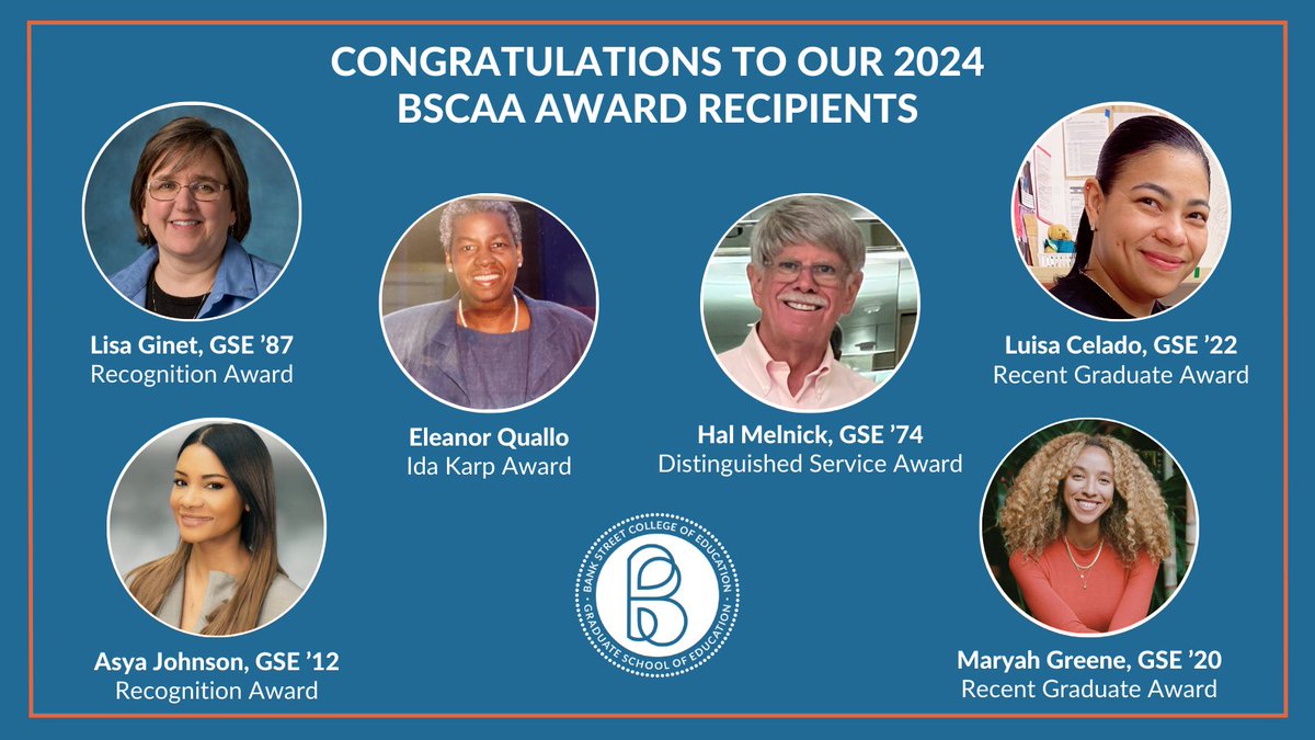 During #BankStreet #BSCAlumniWeekend, our BSCAA Awards ceremony will celebrate excellence in education as we honor outstanding alumni & educators from our Graduate School community. RSVP to join us: bankstedu.info/4d4FkRn #WeAreBankStreet